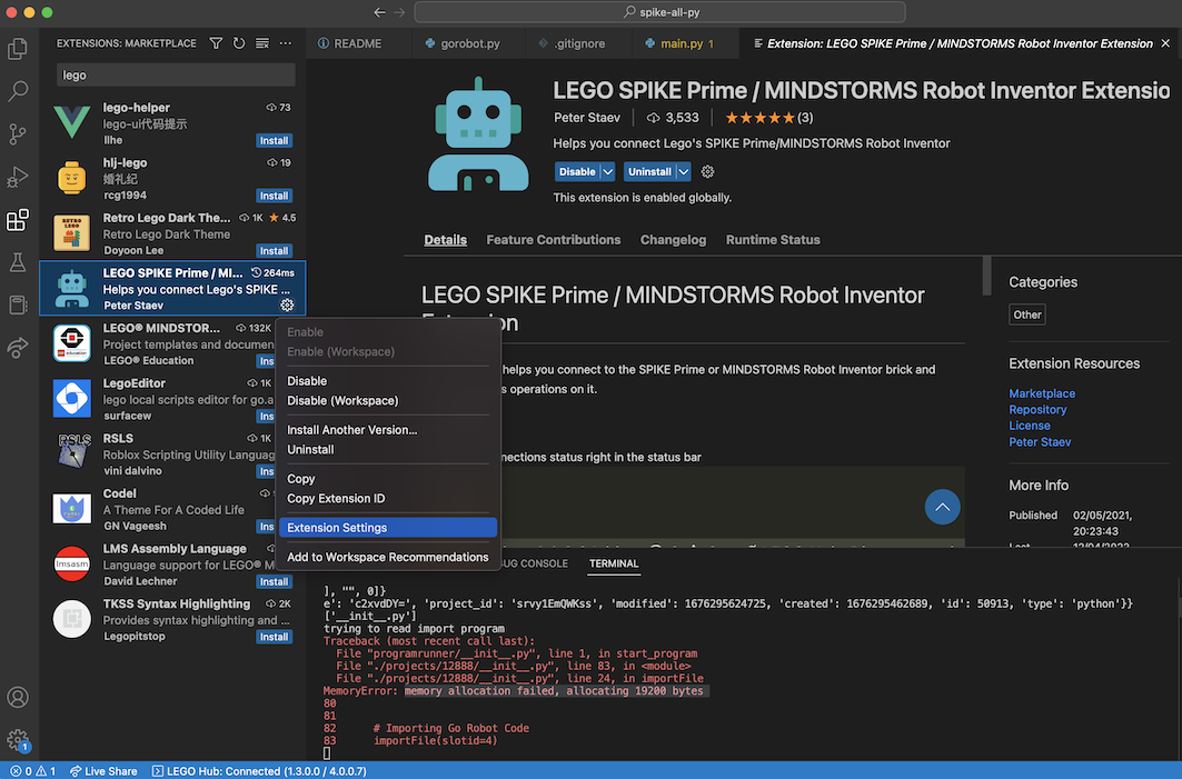 VSCode Lego Settings